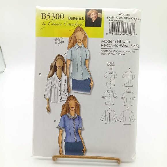 UNCUT Sewing PATTERN Butterick B5300, Womans Easy Connie Crawford 2008 Blouse - Picture 1 of 2